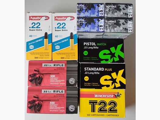 22LR 4500 Patronen: Eley, SK, Geco, Winchester, Aguila