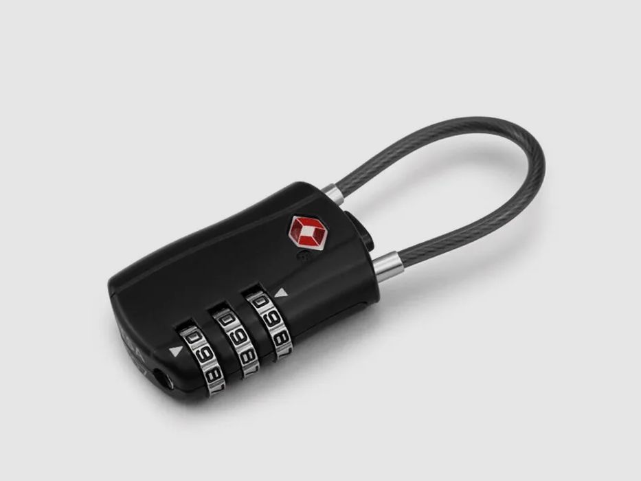 TSA suitcase lock "Comfort" with steel cable in black