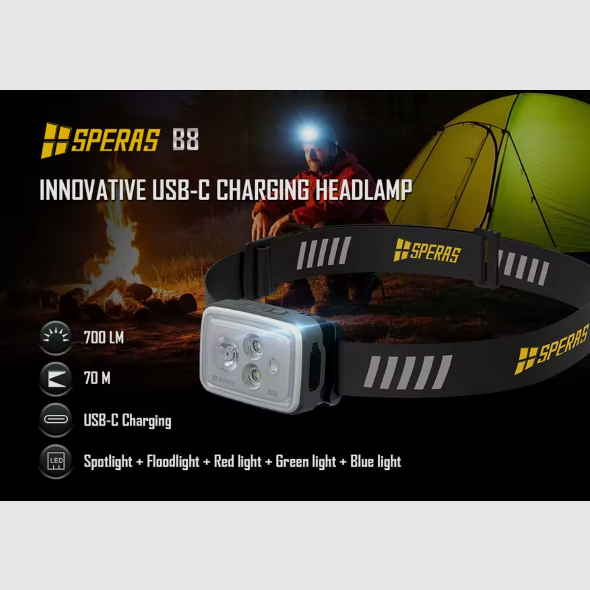 Speras B8 Stirnlampe 700 Lumen, Bild 6 von 8