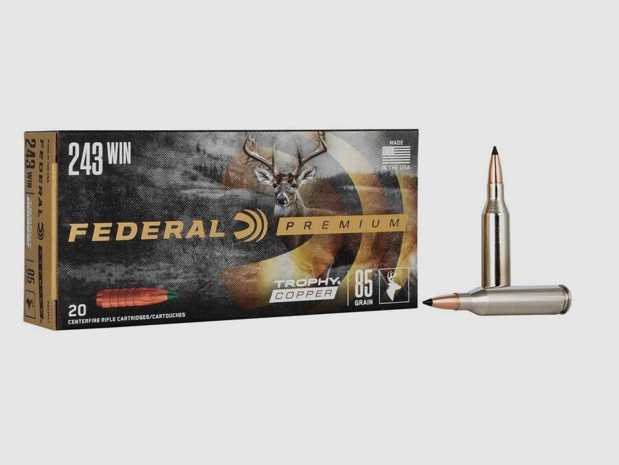 Federal Premium .243 Win Trophy Copper bleifrei 5,5g 85grs. 20 Stück