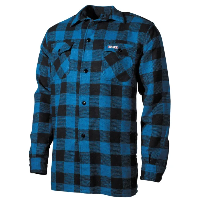Camicia da boscaiolo, qualità pesante, a quadri blu / neri, taglia M