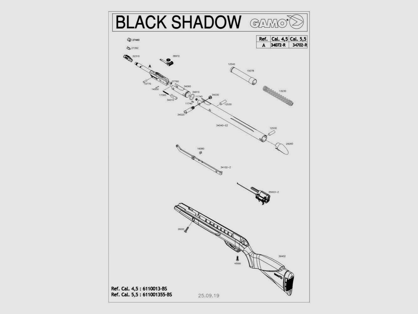 Spare parts Gamo Black Shadow – 32310 – Front sight support Shadow Dx Hunter Dx, image 1 of 3