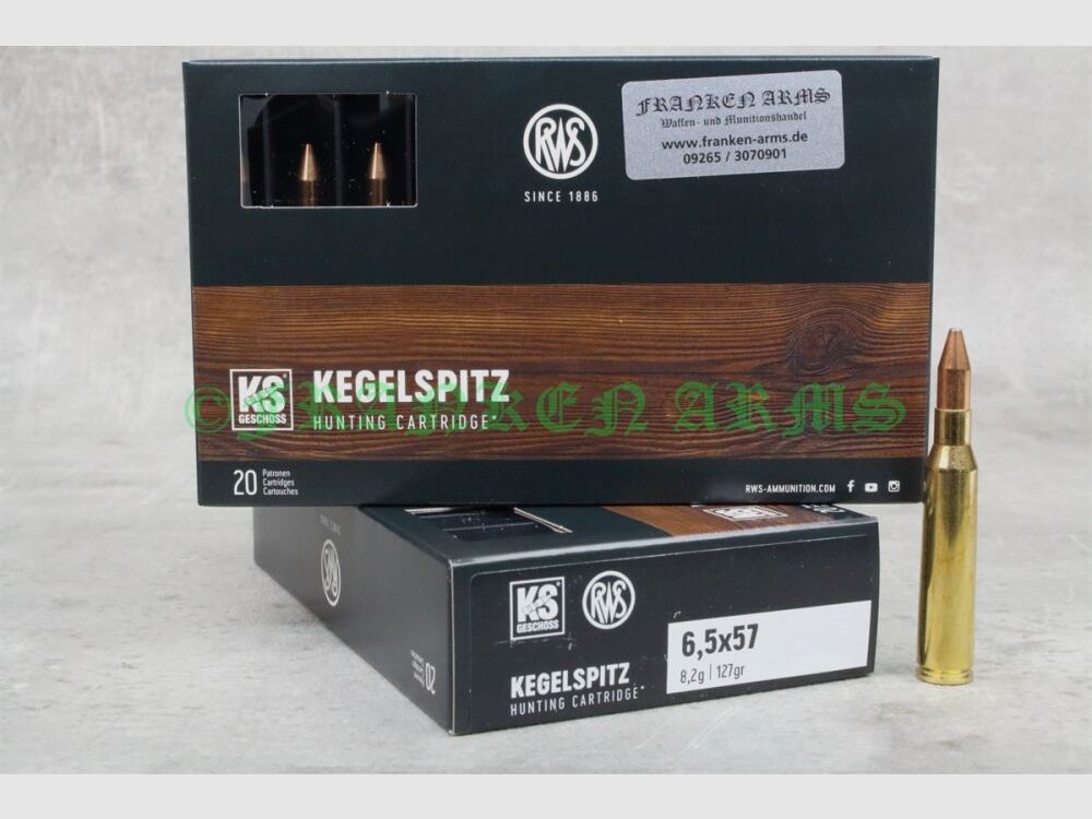 RWS Kegelspitz 6,5x57 127gr. 8,2g 20 pezzi prezzi di cartone