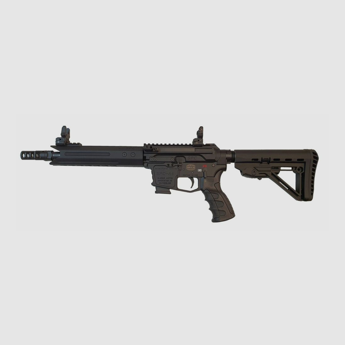Glarner Waffen Manufaktur + Handelshaus AG Switzerland SPC RECLESS Kompensator für 9mm Luger M15X1 rechts Läufe, Swiss Pistol Carbine, Switzerland