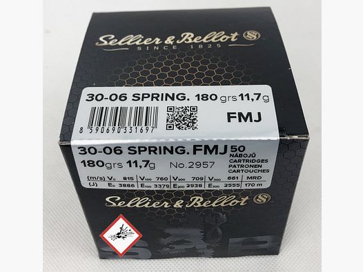 Sellier & Bellot Büchsenpatrone Kal. .30-06 FMJ 180grs