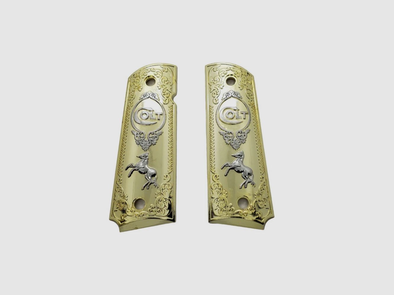 Uchwyt 1911 Custom Logo Colt Złoty i Nikiel, zdjęcie 1 z 3