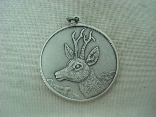 Jagdmedaille Rehbock-altsilber - 40mm, Ring und Öse