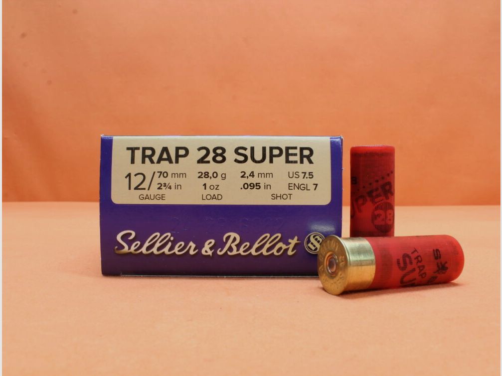 S&B Sellier & Bellot cartridges 12/70 S&B/ Sellier&Bellot 28g 2.4mm/ No.7.5 pack of 25 cartridges (Super Trap 28)