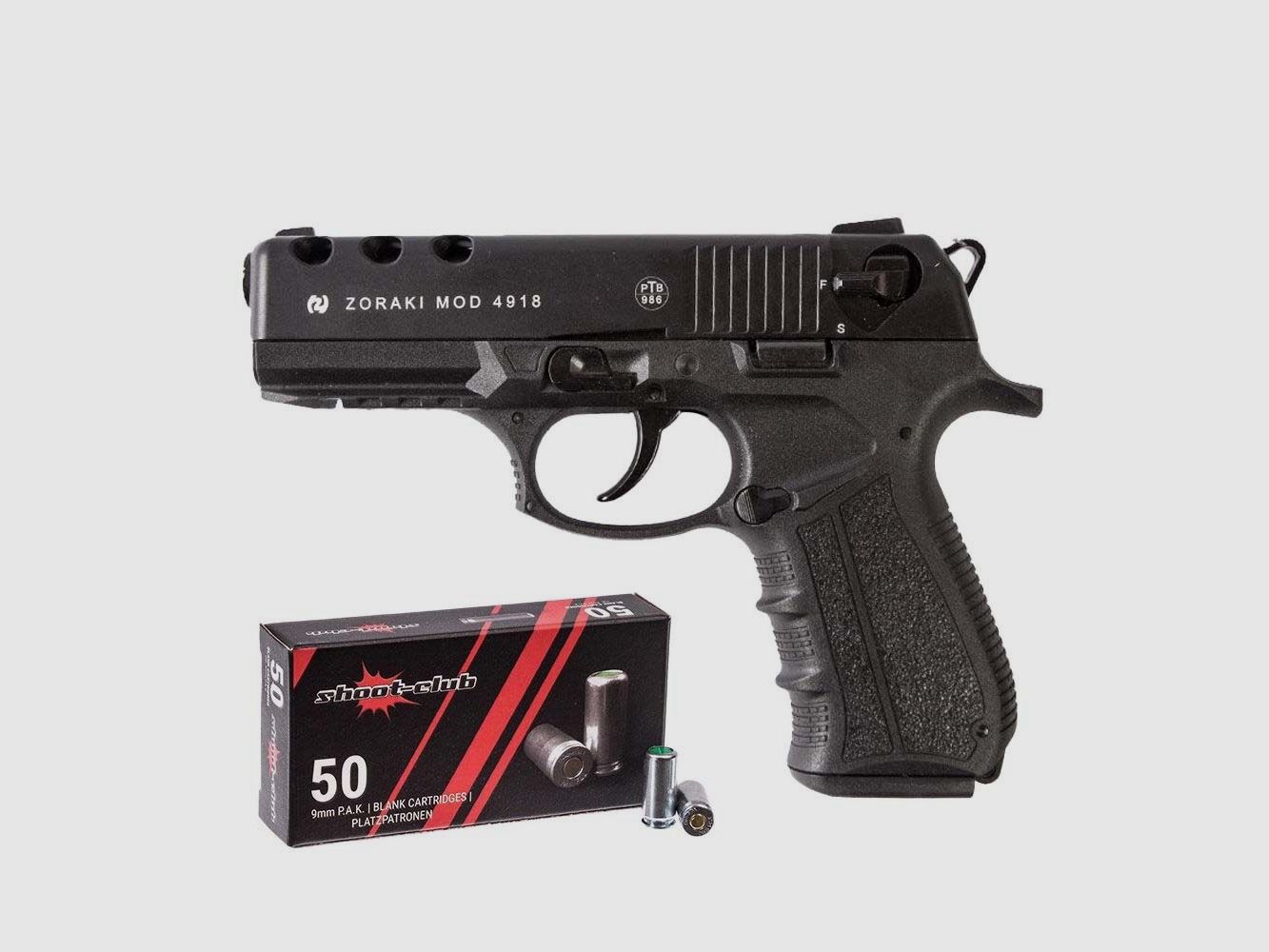 Zoraki Zoraki 4918 blued in set 9 mm P.A.K. 50 blank cartridges