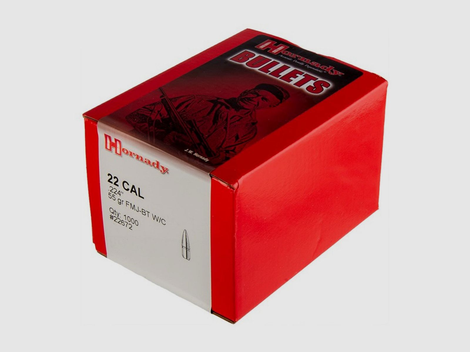 Hornady Palle 224″ (.22 cal) 55gr FMJ+BT with Cannelure #22672 – 1000 pz