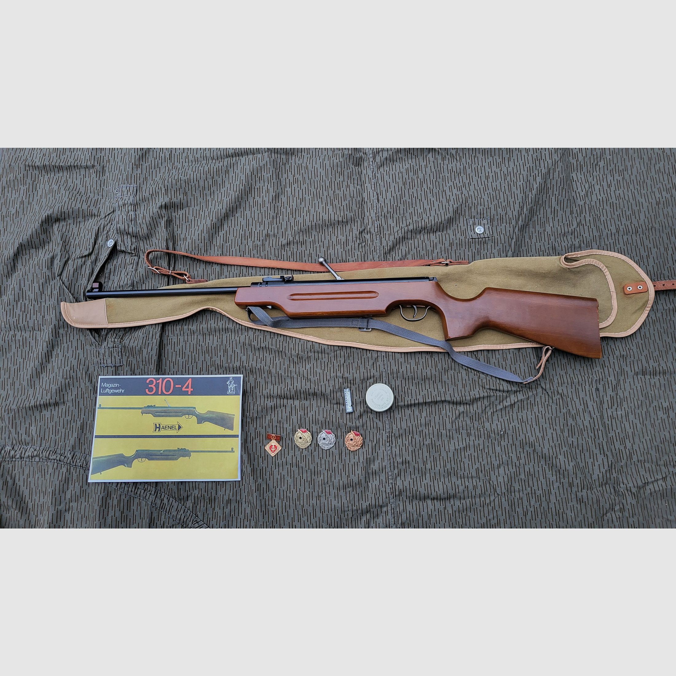 Fusil à air DDR avec chargeur Haenel 310-4 avec sacoche