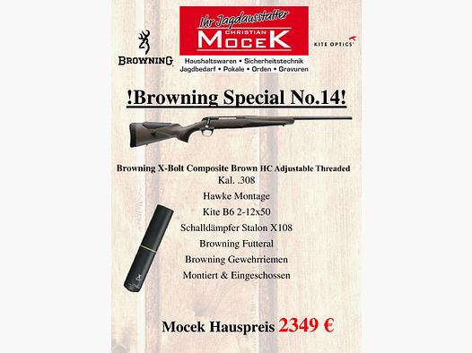 Browning X-Bolt Composite Brown HC réglable fileté, avec Kite B6 2-12x50