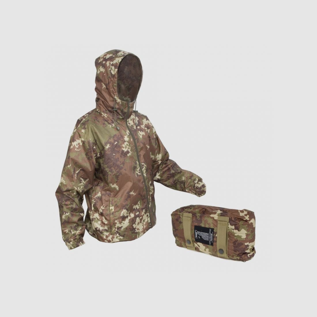 Waterproof and windproof jacket with pouch