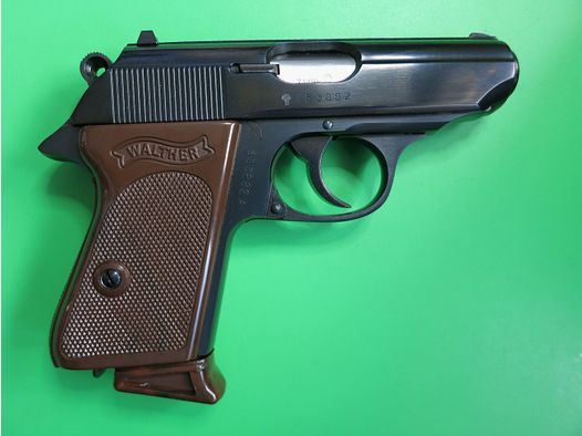 Semi-automatic pistol, Walther PPK, cal. 9 mm Short, brown grip panels, like new       #82