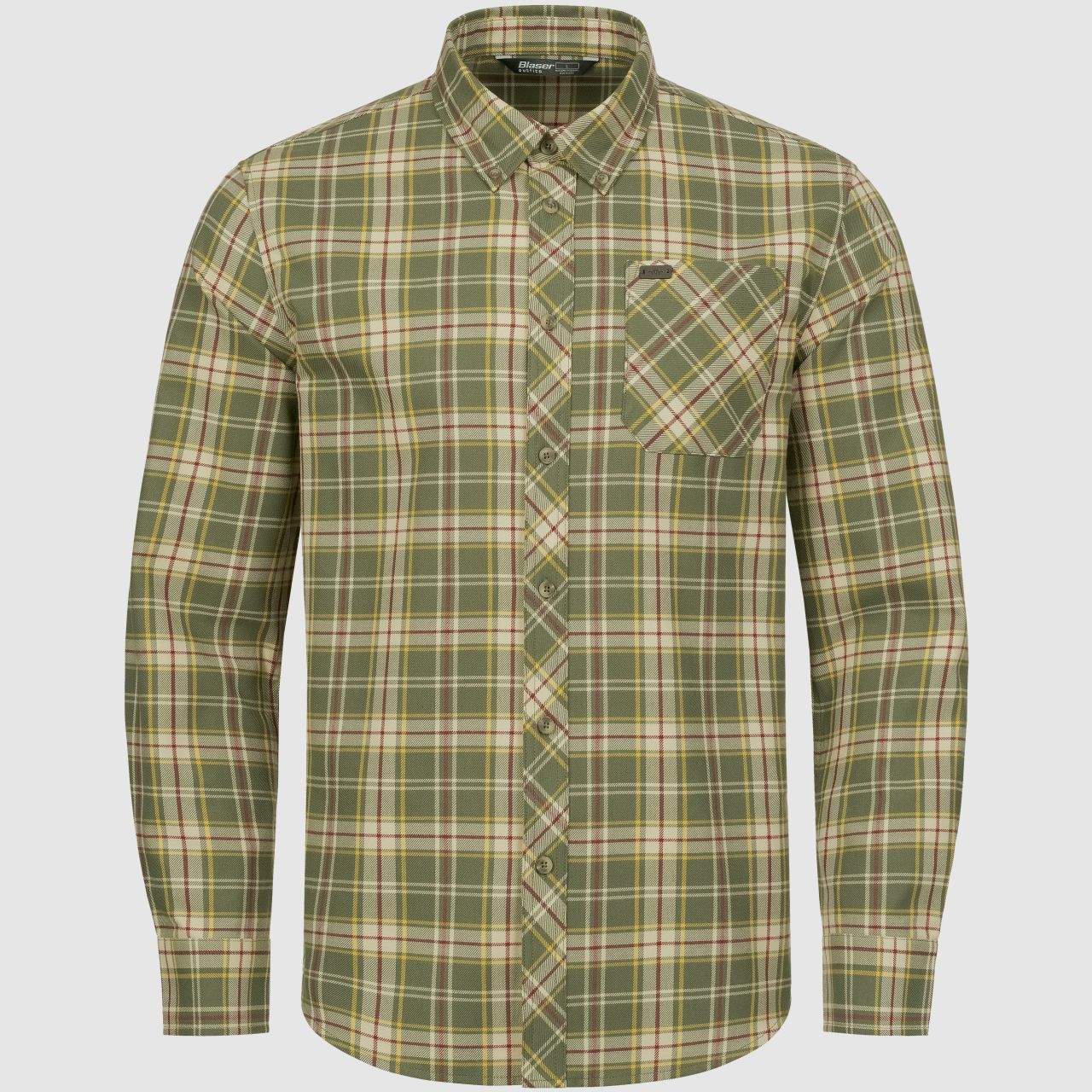 Blaser Herren Hemd Louie oliv/rot karriert