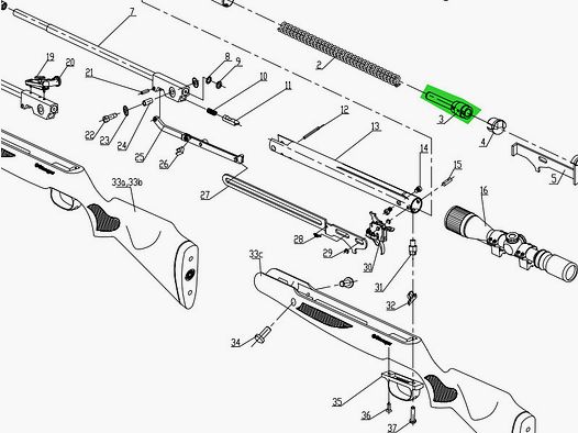 FederfĂĽhrung fĂĽr Luftgewehr Stoeger X50, Ersatzteil