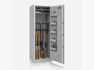 Gun cabinet "St. Gallen WF" Class 1 with 16 slots light gray with electronic lock