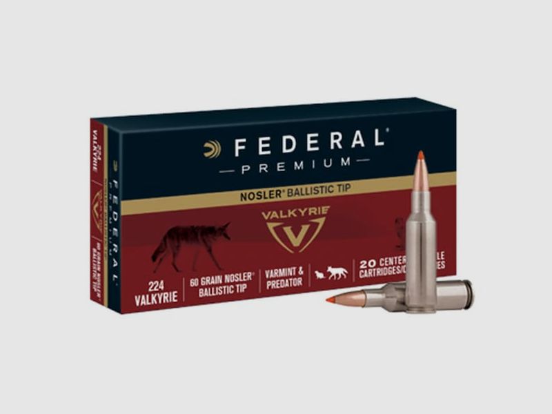 Federal Premium Varmint & Predator Nosler Ballistic Tip .224 Valkyrie 60GR 20 Patronen