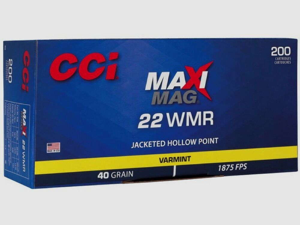 CCI Maxi-Mag JHP 40grs 200St .22wmr