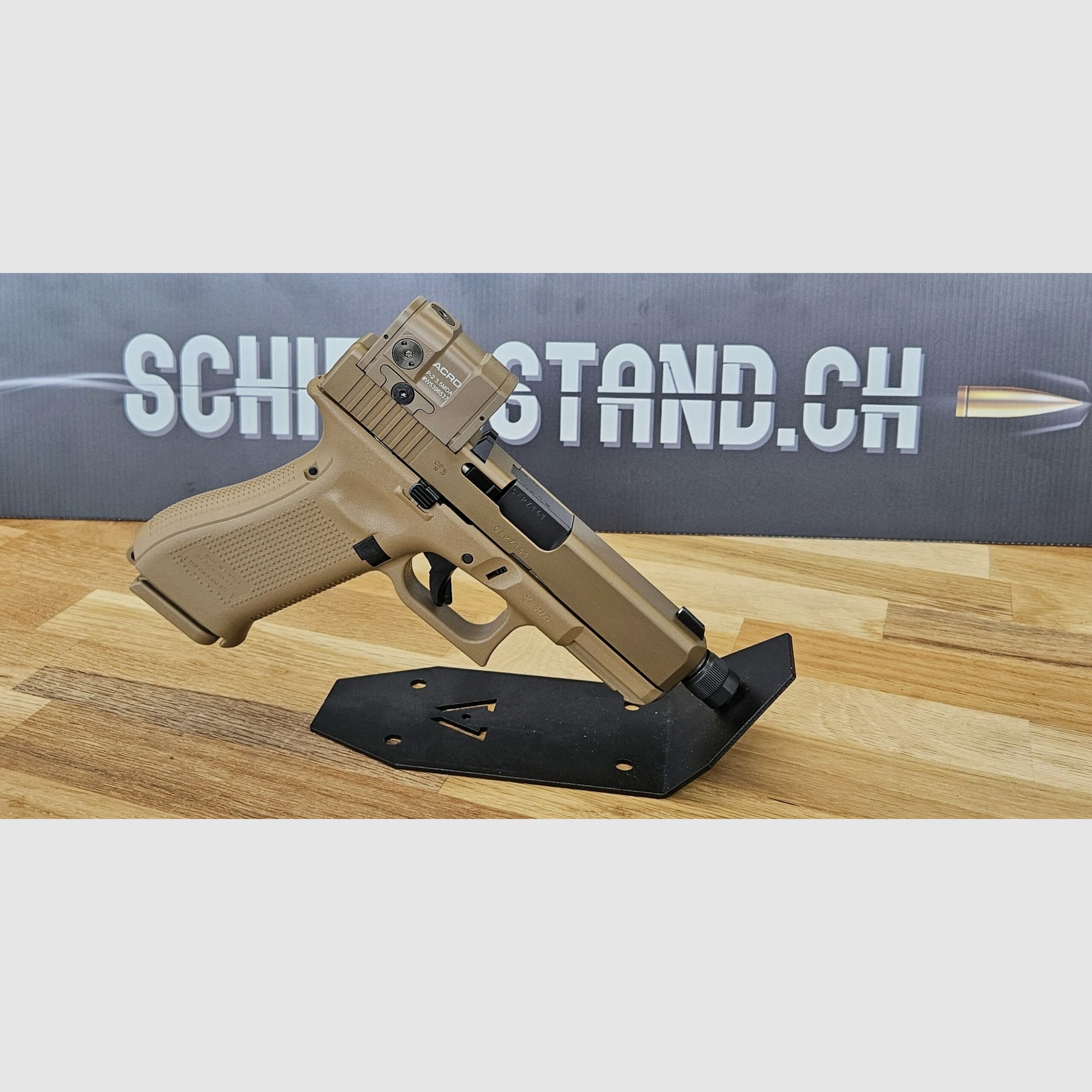 Glock – Pistole / 19X / M13.5×1 / Coyote / 9mm / Aimpoint ACRO P-2 / B&T Verschlussfräsung, Bild 2 von 3