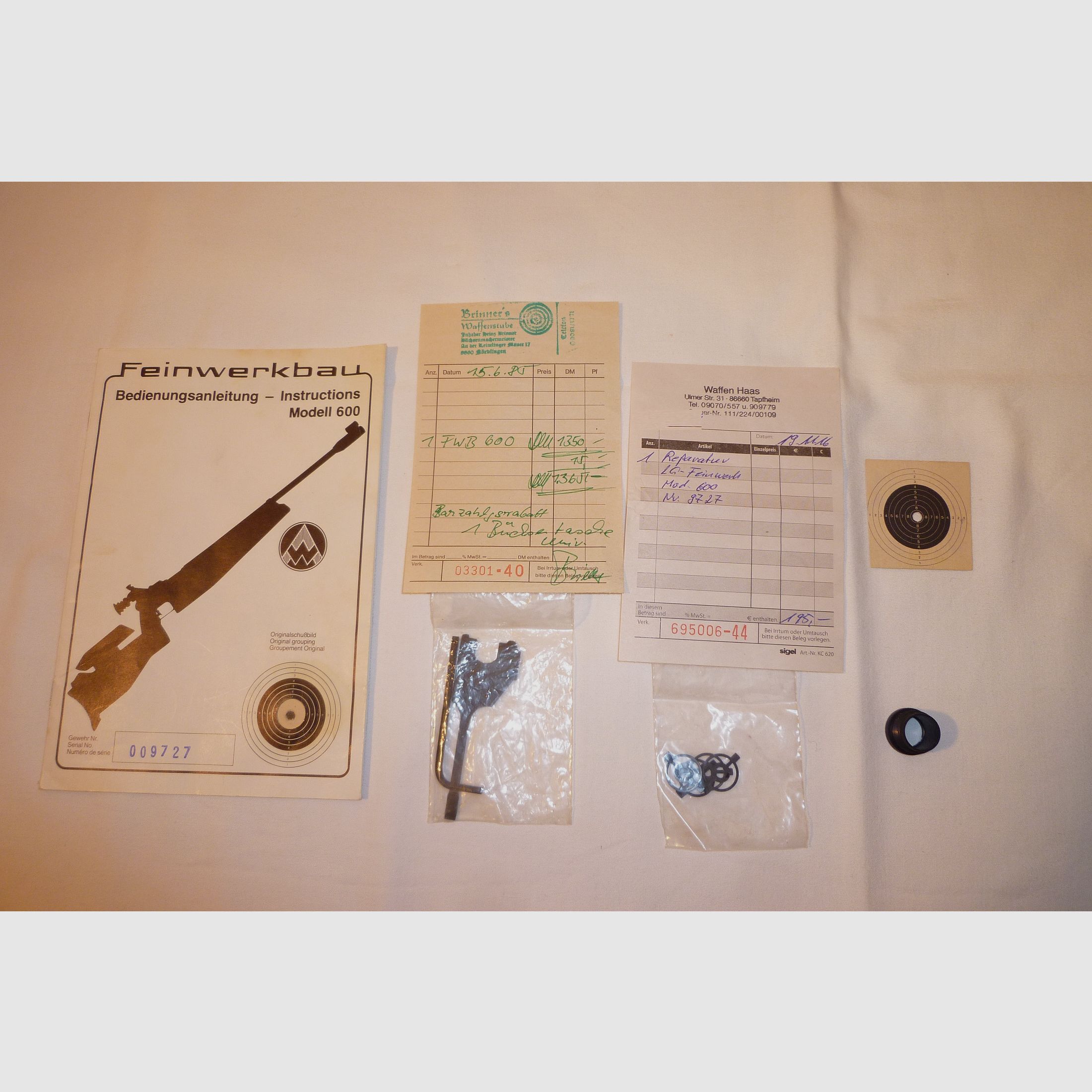 Match air rifle FEINWERKBAU Oberndorf/N 600 right side lever TOP CONDITION !!