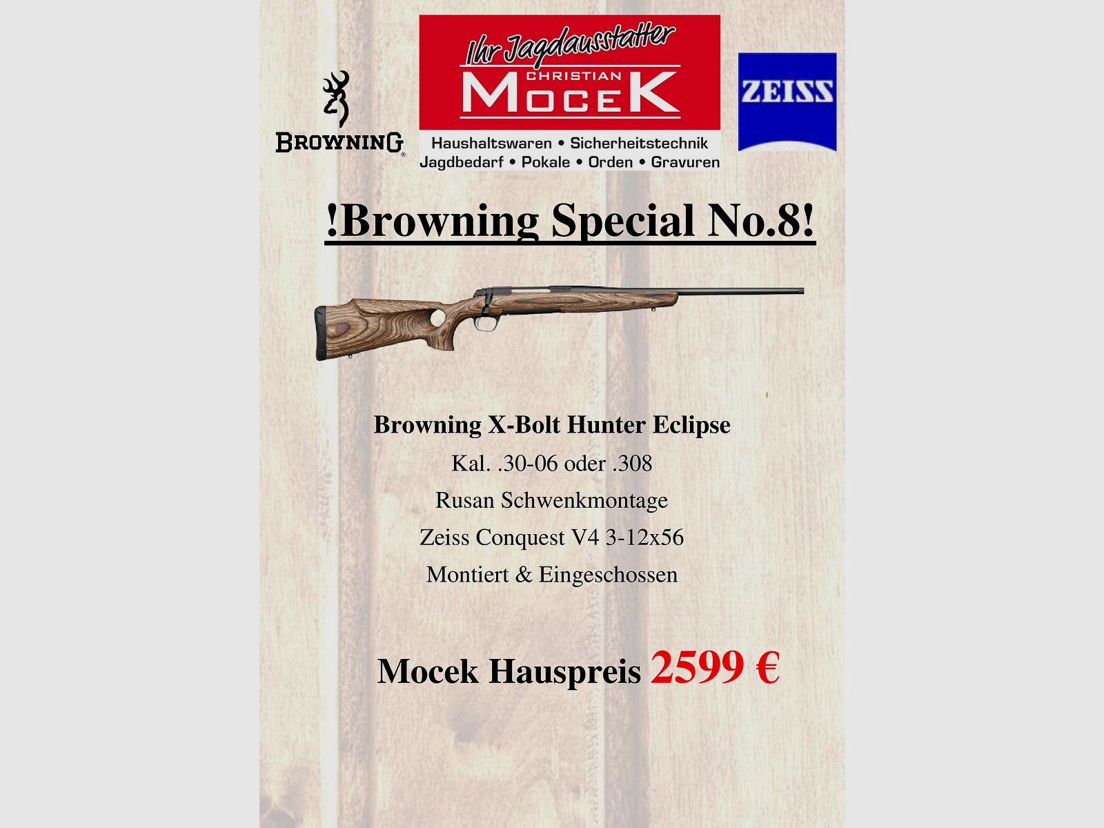 Browning X-Bolt Hunter Eclipse, mit Zeiss Conquest V4 3-12x56