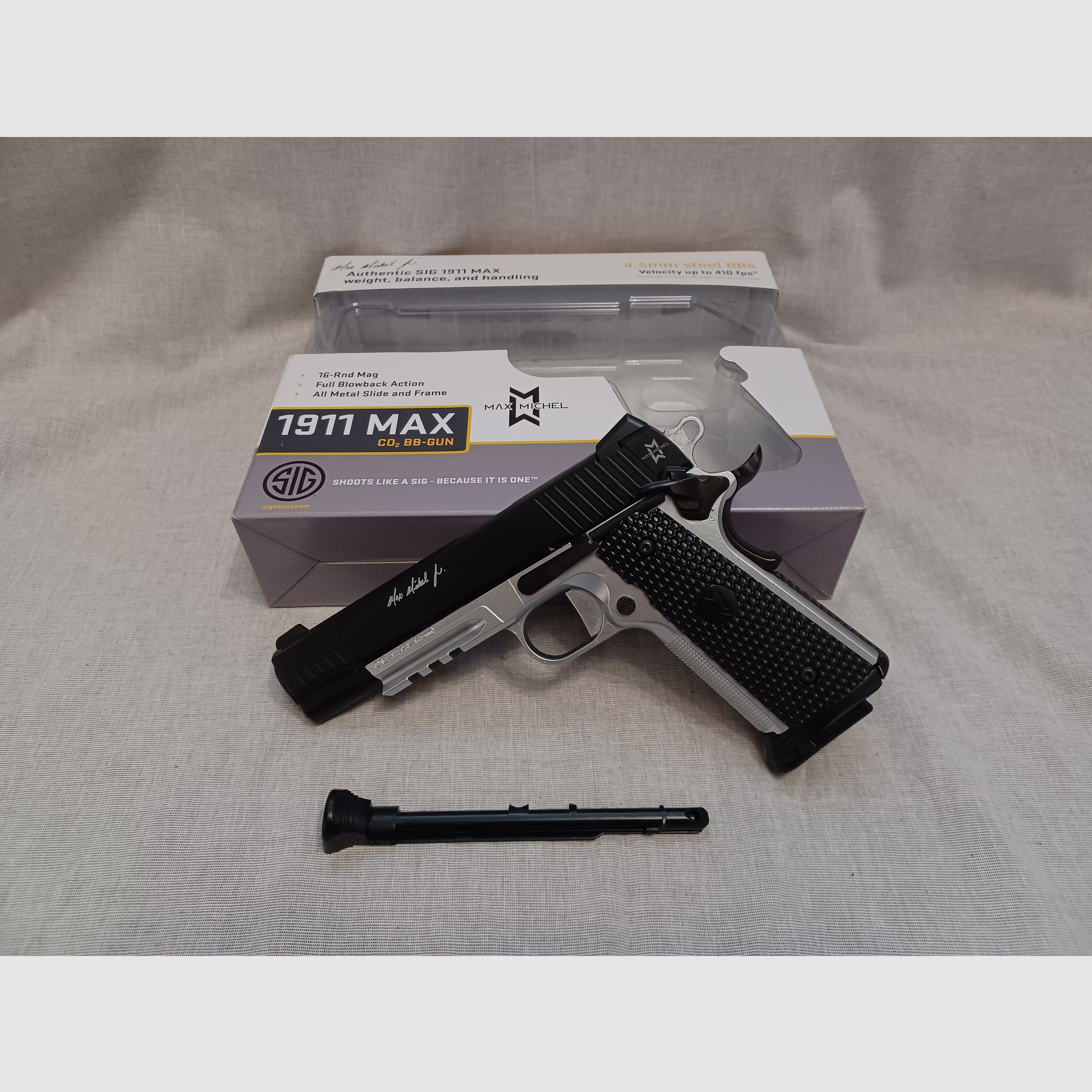 SIG SAUER 1911 Max Michel / 4,5 mm BB / BlowBack / CO2 / Pistole / OVP (72)
