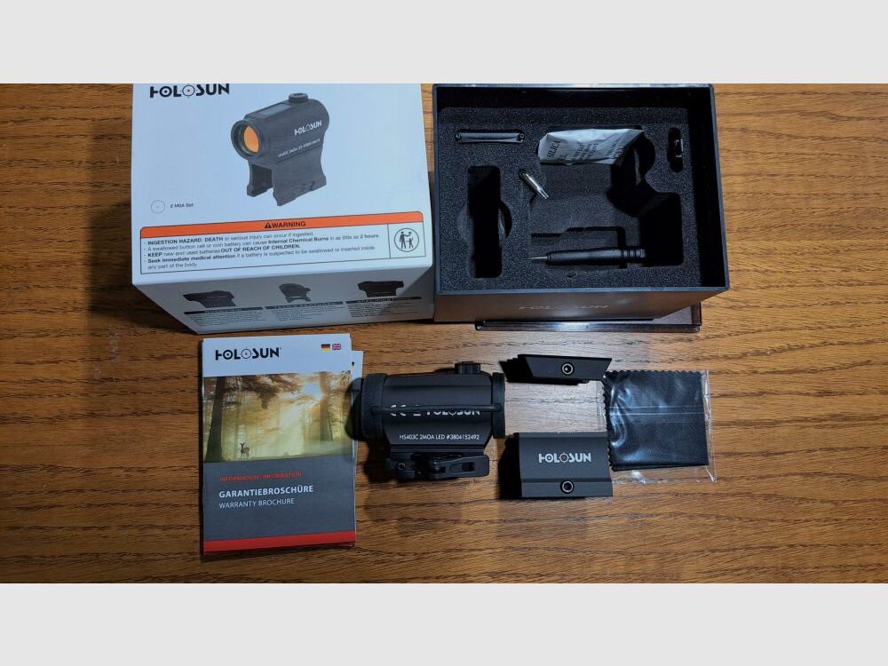 HOLOSUN Holosun HS403C Rotpunkt Visier,2MOA Punktabsehen, Solarzelle,Schnellspannmontage für Pica-Schiene