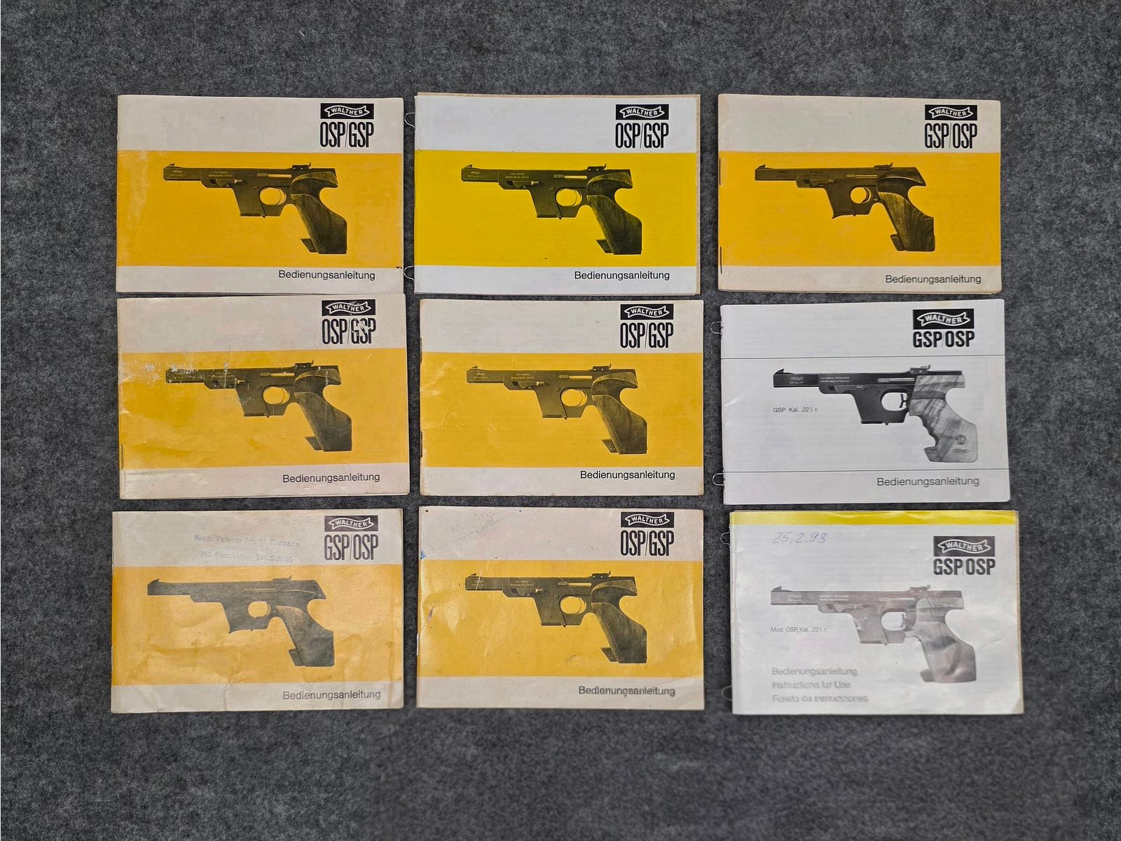 Walther OSP GSP Beschreibung Bedienungsanleitung Luftpistole Luftgewehr KK Gewehr Co2 Pistole siehe Beschreibung. Preis ab