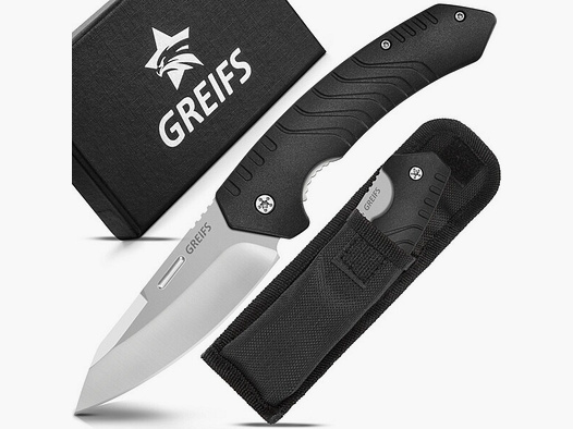 GREIFS® Klappmesser (Zweihandmesser) mit schwarzer Messertasche Liner-Look,sehr scharf Neu !