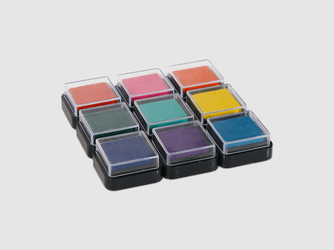 Mini cuscino per timbri "Colorato" (9 pezzi)