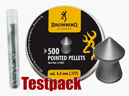 Testpack Spitzkopf Diabolos Browning Pointed Pellets Kaliber 4,5 mm 0,52 g geriffelt 40 StĂĽck