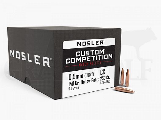 .264 / 6,5 mm 140 gr / 9,1 g Nosler Custom Competition HPBT Balas 250 piezas