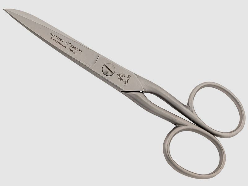 Alpen Haushaltsschere, Stahl AISI 420 rostfrei, mattiert,, Ganzmetallschere, 12.5 cm