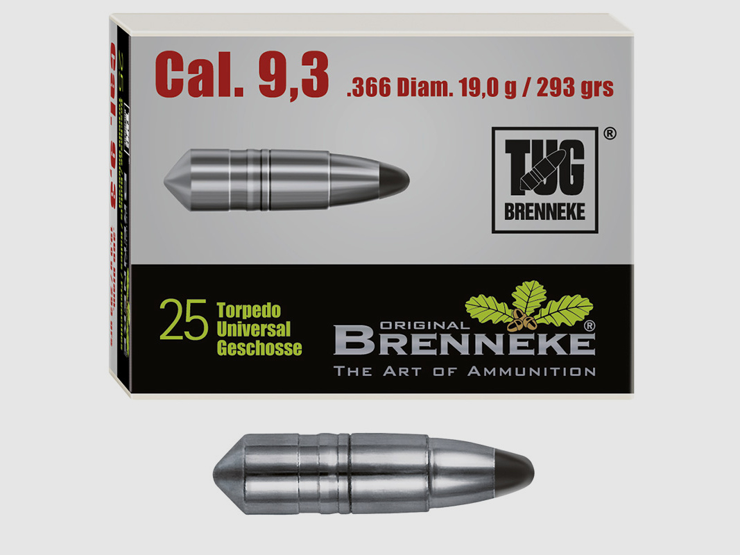 Brenneke kogel 9,3 mm (.366) TUG 19g / 293grs 25 stuks