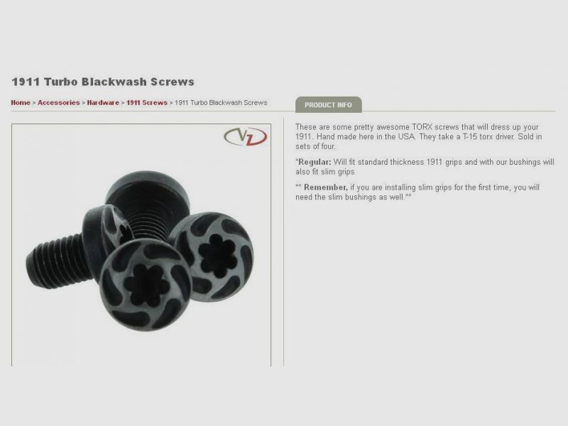 VZ Grips Schroeven voor 1911 Turbo Blackwash Melonite