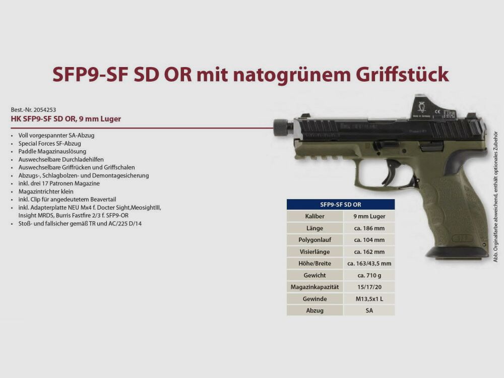 Heckler & Koch Mod. SFP9-SF-SD OR