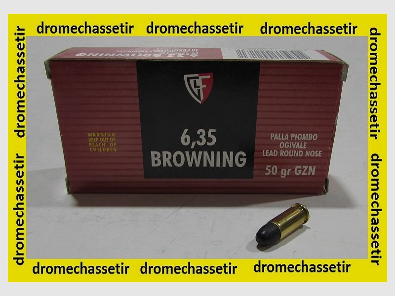 Scatola da 50 cartucce Fiocchi 25 ACP, 50 grains Piombo punta tonda