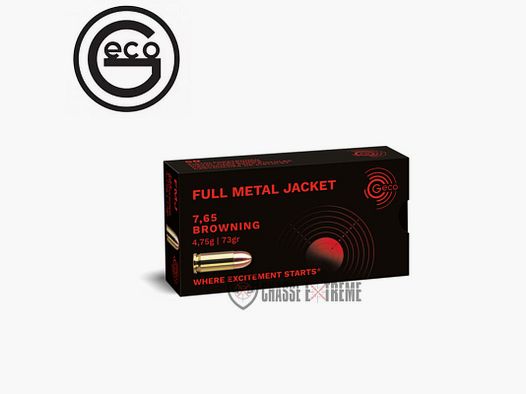 50 Munitions GECO cal 7,65mm /32 ACP 73gr FMJ