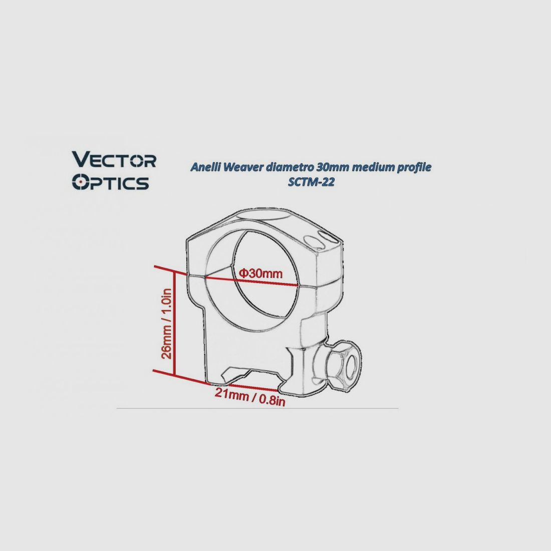 VECTOR OPTICS Weaver-Ringe Durchmesser 30mm medium SCTM-22, Bild 2 von 2