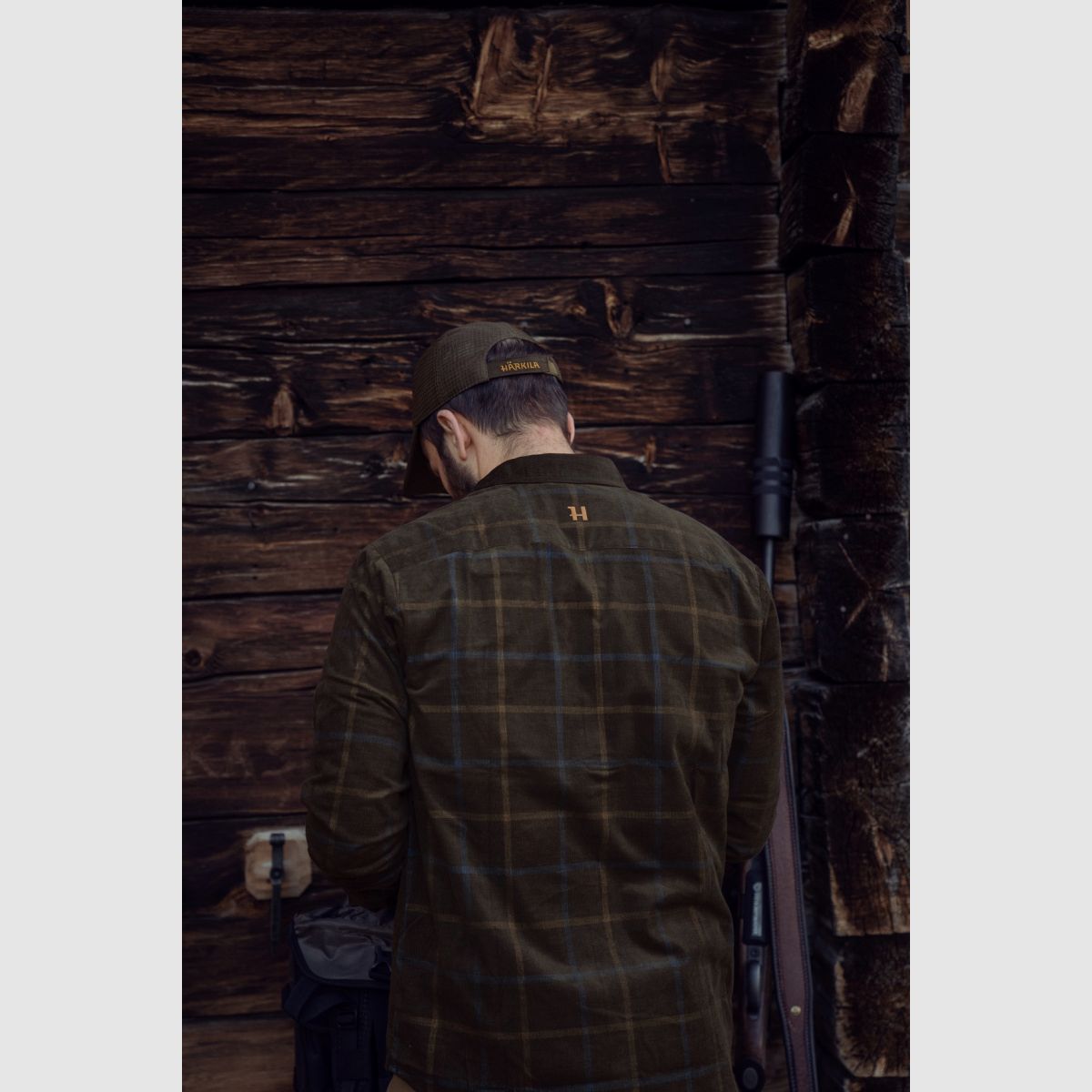 Camisa de cuadros de corduroy HÄRKILA Kaldfjord color marrón sombra