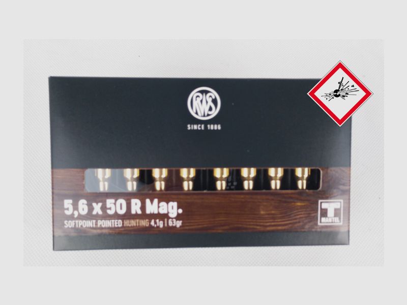 RWS Teilmantel Jagdpatrone Kal. 5,6X50 R Mag 63grs