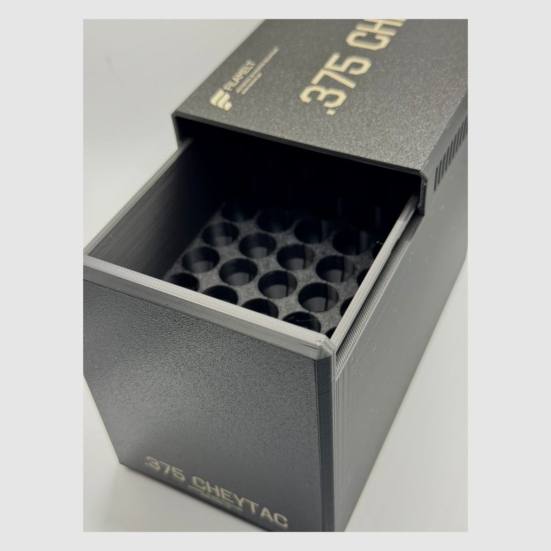 Filamelt Munitionsbox / .375 CheyTac / ‘Schiebedeckel’ / Patronenbox, Ammo Box