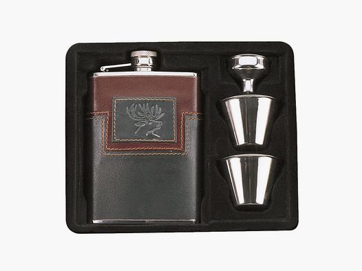 Fritzmann Edelstahlflasche 180 ml, 2 Becher, Geschenkbox