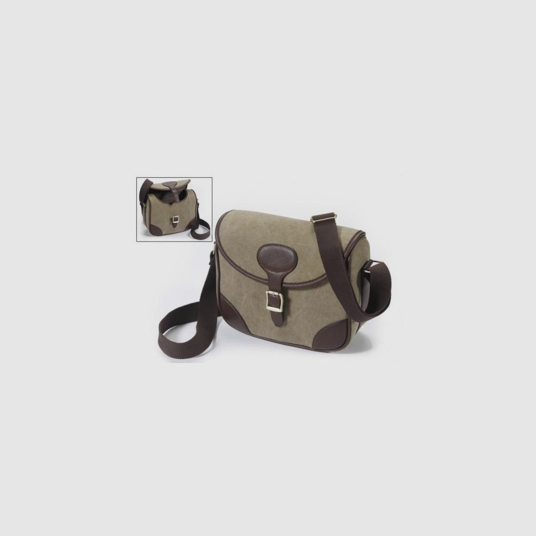 Fritzmann Jagdtasche Segeltuch, Kunstleder beige/braun mit Schnalle