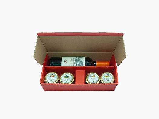 Heidewild Pasteten mit Wein (4 Pasteten + 1 Flasche Wein)
