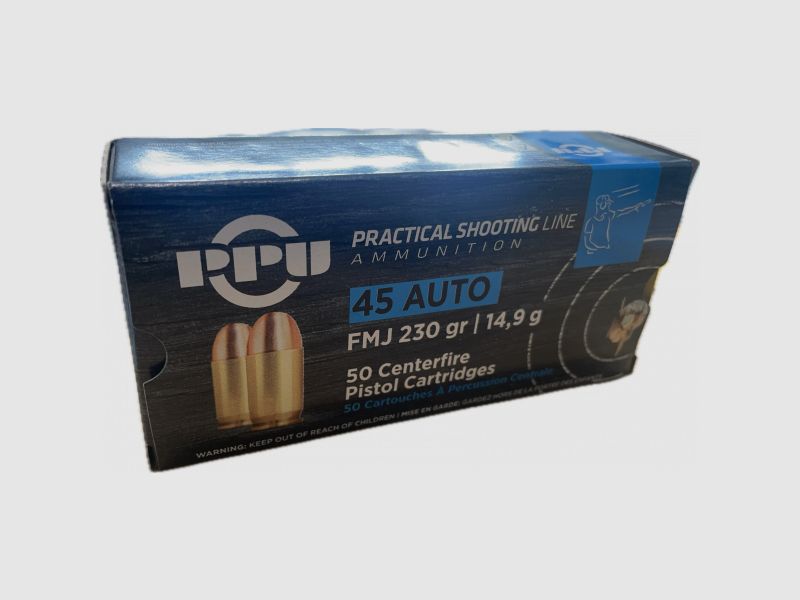PPU SCHIETLIJN - FMJ - .45 AUTO - 230 GR. / 14,9 G - 50 SCHOTEN