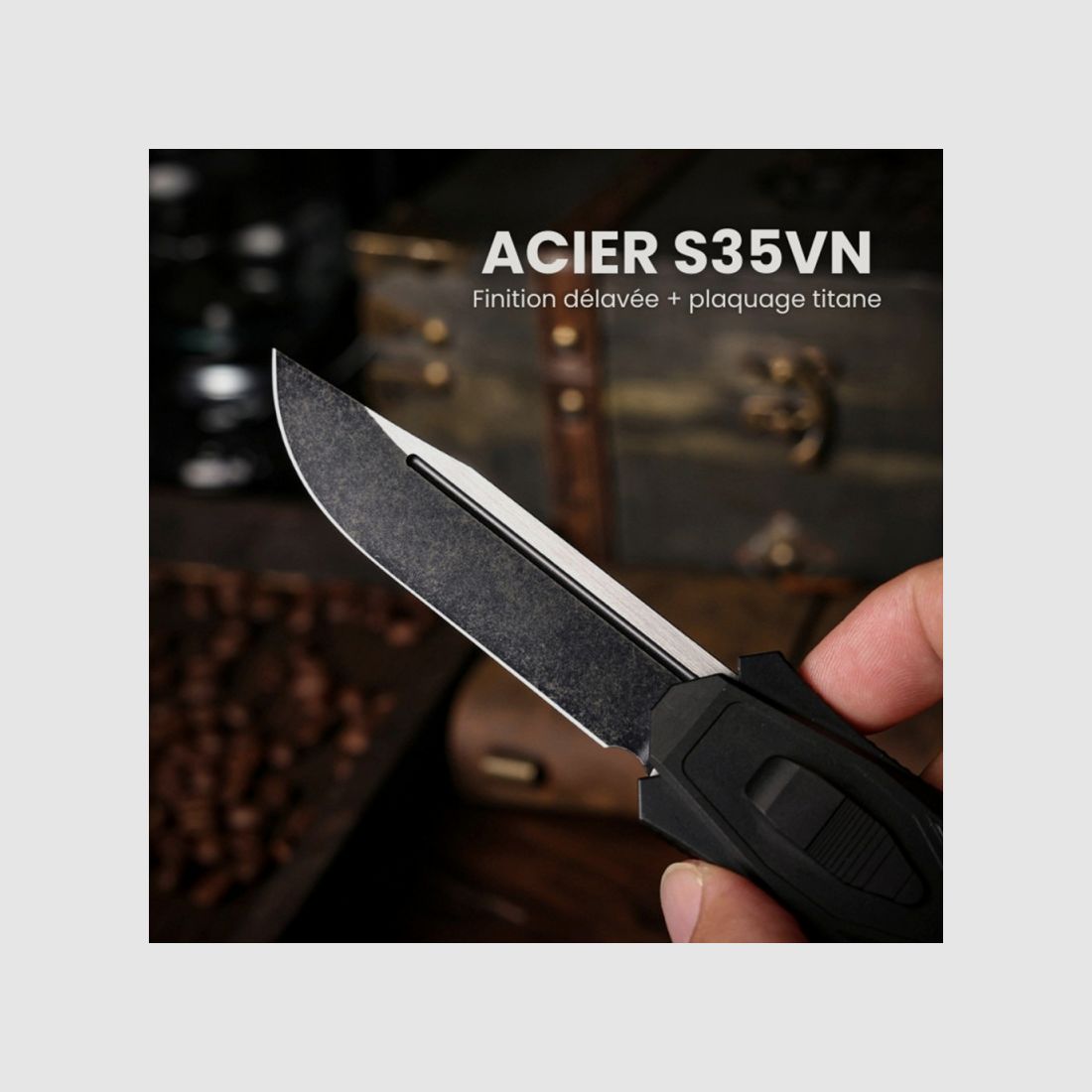 Cuchillo Remette Gravity OTF Swordfish anodizado negro, imagen 3 de 4