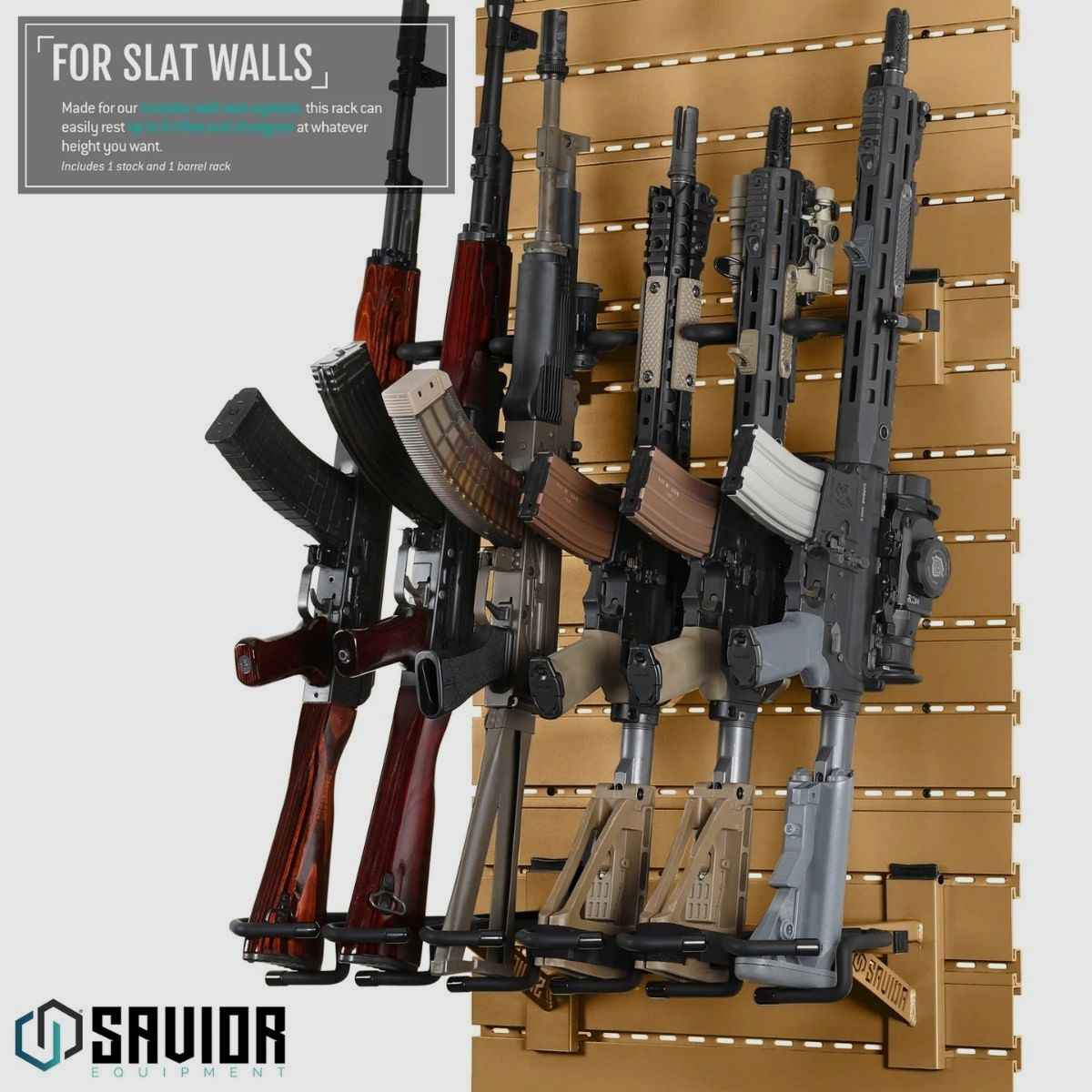 Savior – Wall Rack System Rifle – Tan (RAL 8000) – WRS-ACC-RF6-TN, image 2 of 6
