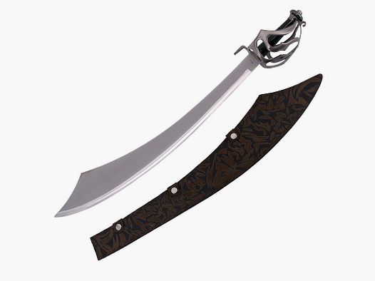 Sabre da pirata con pomolo a forma di falco e fodero